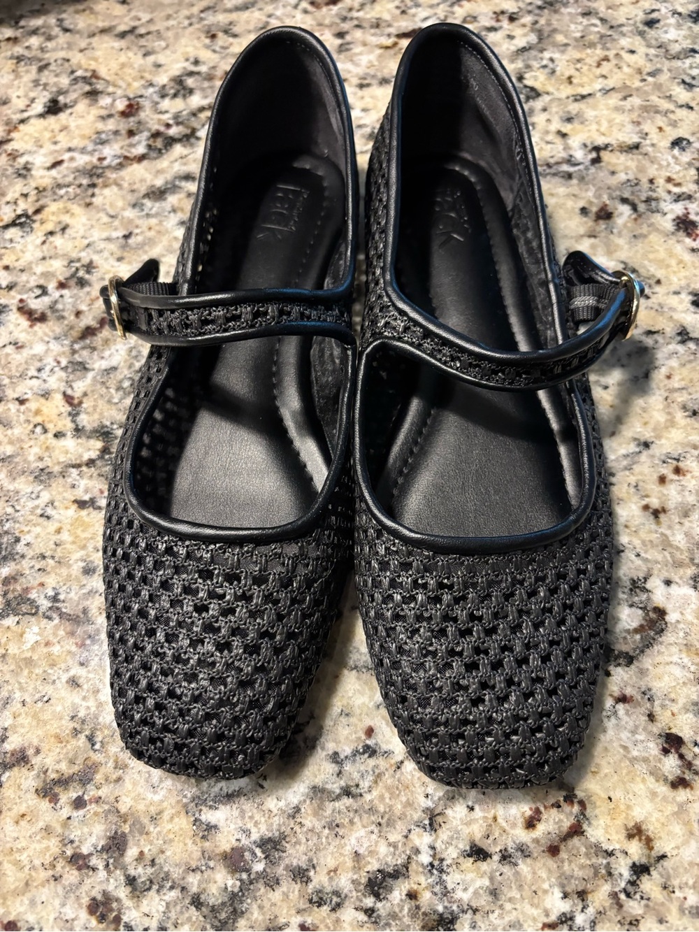 Black Mary Jane Crochet/Raffia Flats